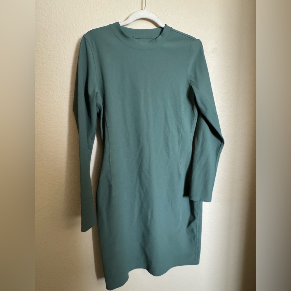 Lululemon All Aligned Ribbed Long Sleeve Dress Size 10 Medium Forest Green